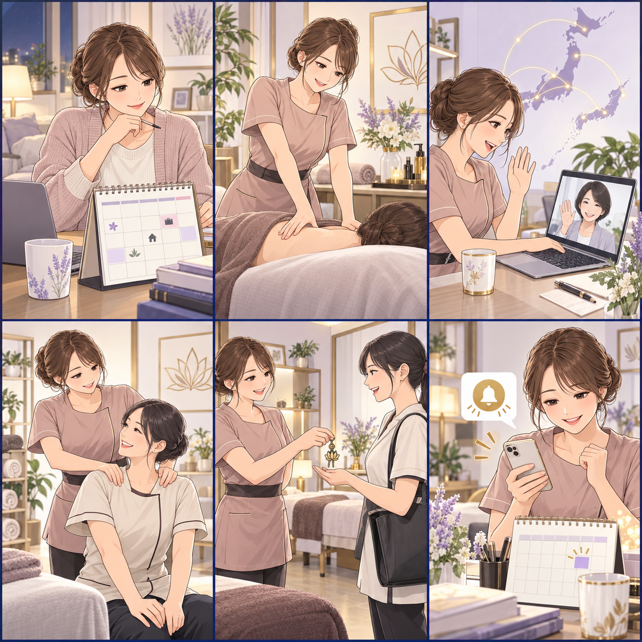 副業・オンライン相談・仲間との交流・練習・サロン活用・週単位の精算を紹介する漫画